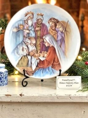 Vintage 80s Homco 8” Inch Collector’s Plate Nativity Scene 5259